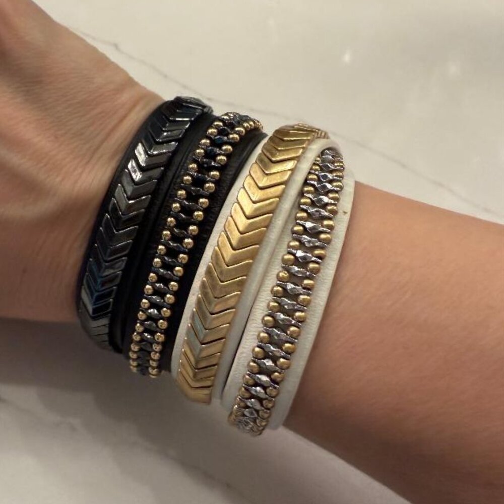 Stella & Dot Leather Wrap Bracelet (Set of 2)